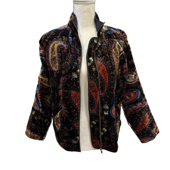 Johnny Was XS Sezana Velvet Paisley Dolman Sleeve Stand Collar Quilted Jacket - Picture 10 of 13